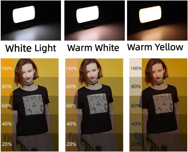Luz de clipe de LED com 3 modos de luz para maquiagem com luz de selfie frontal e traseira para transmitir a maquiagem