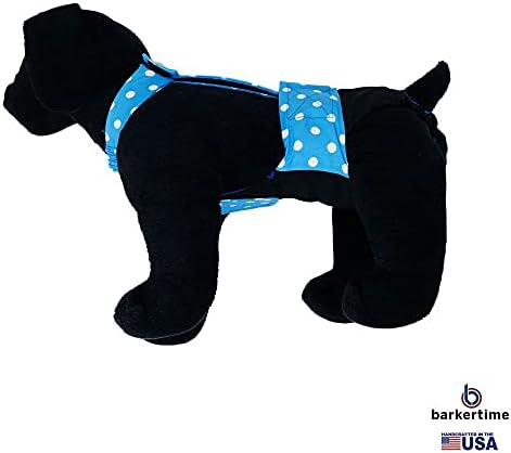 Barkertime Sky Blue Polka Dot em Black Escape à prova d'água fralda de cão premium em geral, xxl, com orifício de cauda - feito