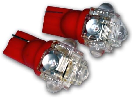 Tuningpros ledhmsl-t10-r5 high stop lâmpadas de lâmpadas LED lâmpadas t10 cunha, 5 fluxo led vermelho 2-pc Conjunto