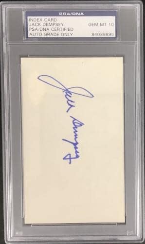 Jack Dempsey assinado Índice Luva de boxe de boxe azul Autograph Hof PSA/DNA MT 10 - Luvas de boxe autografadas