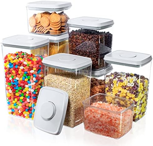 Jimall Pop recipientes para armazenamento de alimentos, recipientes de alimentos empilháveis ​​com tampas herméticas, recipientes
