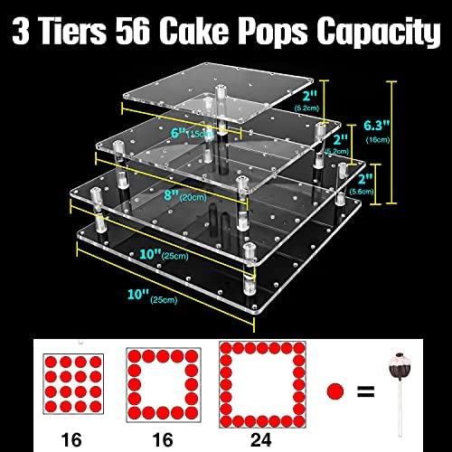 Posto pop de bolo goabroa, 56 buracos de acrílico claro 3 cupcake de cupcakes de cupcakes de cupcakes de cupcake casamentos