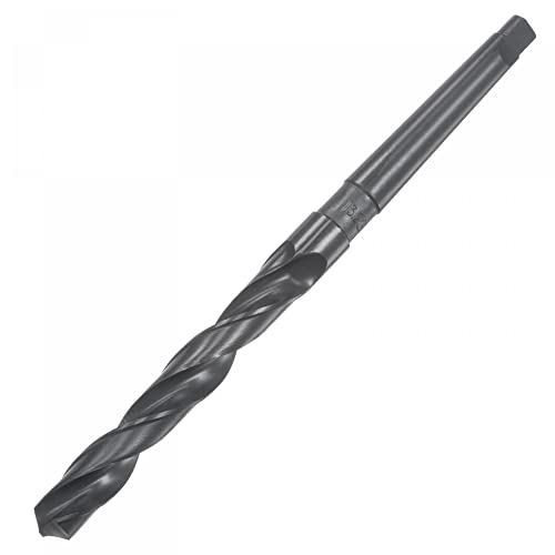 UXCELL 13,2mm Twist Drill Bit com MT1 Morse diminui o haste, 95mm Comprimento de flauta de aço de alta velocidade óxido preto