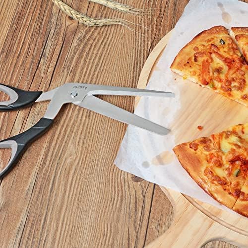 Tesouras de pizza Asdirne, cortador de pizza com lâmina destacável ultra -afiada e aderência macia ergonômica, 10,3 polegadas, preto e cinza