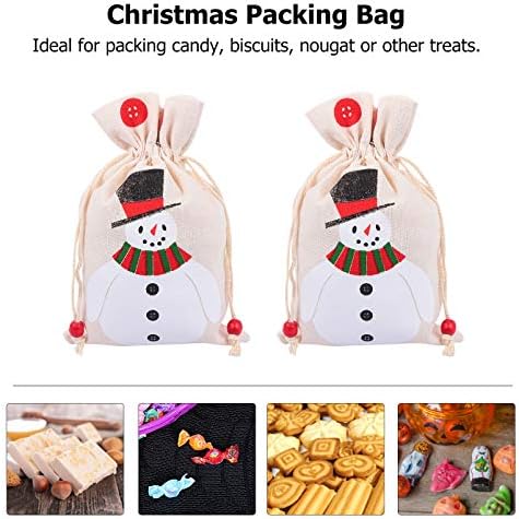 Bolsa de presente branca de cabilock 6pcs sacos de embalagem impressos de Natal sacolas de colar de maçã de Natal sacolas de presente brancas