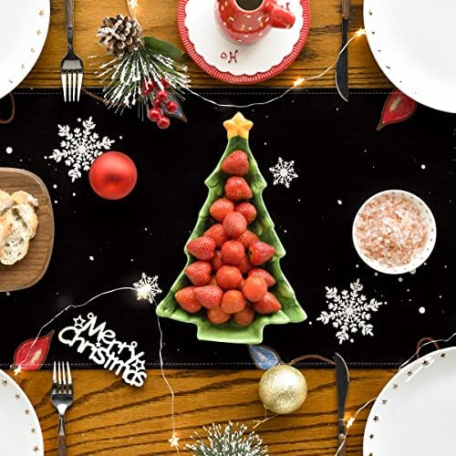 Modo Artóide Feliz Mesa de Natal Corredor preto, inverno sazonal Xmas Holiday Kitchen Dining Table Decoration for Outdoor Home