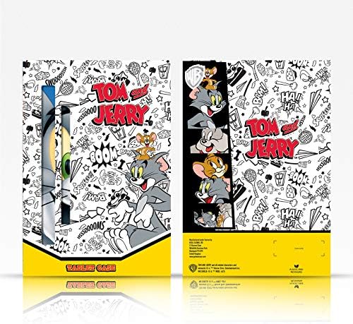Caixa de cabeça designs licenciados oficialmente Tom e Jerry Tom Facta Face Leather Livro da carteira de capa compatível com o Kindle