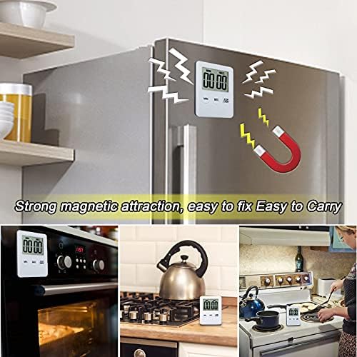Timer de cozinha, Izeyufaa 4 PCs Timer de cozinha para cozinhar, cronômetro de cozinha digital com tela magnética, super