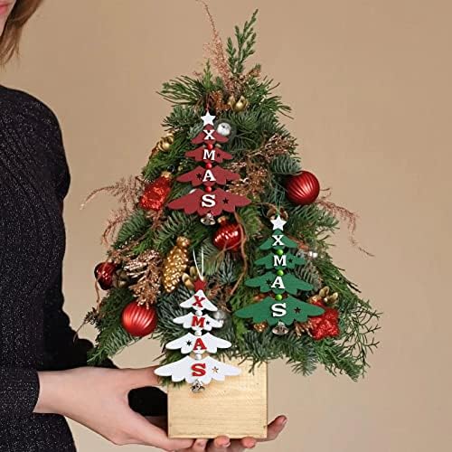 2pcs de natal de madeira árvore de natal pingente árvore de natal letras penduradas barbas de natal decoração de