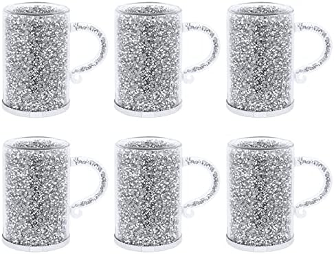 Sugarchef Crystals Canecas de café Conjunto de 6 xícaras de copos de vidro de dink quente 6 oz com alças para bebidas quentes Latte