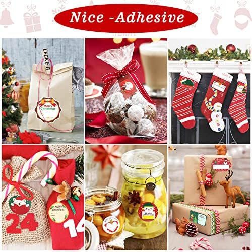 528 peças Tags de presente de natal adesivos, auto -adesivo Tags de presentes de Natal etiquetas de adesivos, etiquetas