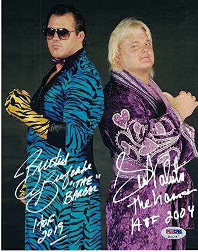 PSA/DNA autêntico Brutus Beefcake e Greg Valentine Dual Signo 8x10 Dream Team Photo w/Hof Inscrições