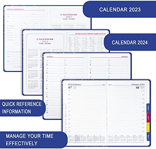2023 Planejador Daily, 2023 Planejador semanal e mensal, livro de compromissos por hora 5.7 x8.3 com guias mensais, encadernação