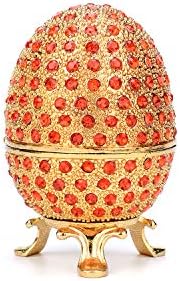 Qifu Faberge Egg Style Painted Painted Jewelry Tinket Box, ornamento exclusivo para decoração de casa, ótima ideia de presente para a família