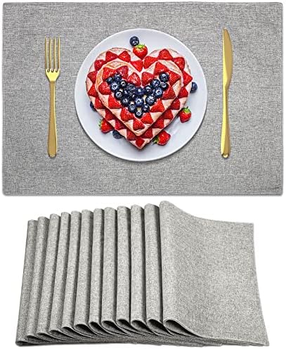 Sieral PlacEmats Conjunto de 12 tapetes de mesa de mesa resistente ao calor Local de linho de algodão Lavagem do jantar