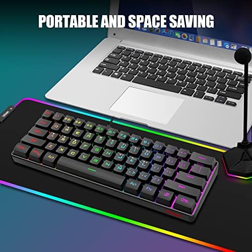 Redthunder 60% Teclado de teclado e mouse combinando, Ultra Compact 61 teclas RGB Backlit Mini Teclado, Mouse Optical