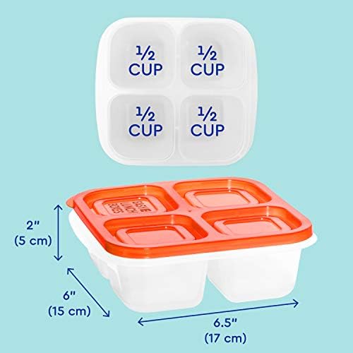 EasyLunchBoxes® - Bento Snack Boxes - Recipientes de alimentos reutilizáveis ​​de 4 compartimentos para escola, trabalho