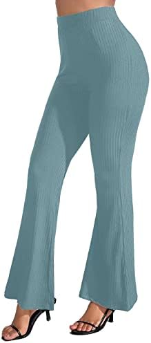 Calças de ioga de Beverly Flare para mulheres com nervuras de altas cintura larga pernas largas trepulações de baixo para baixo