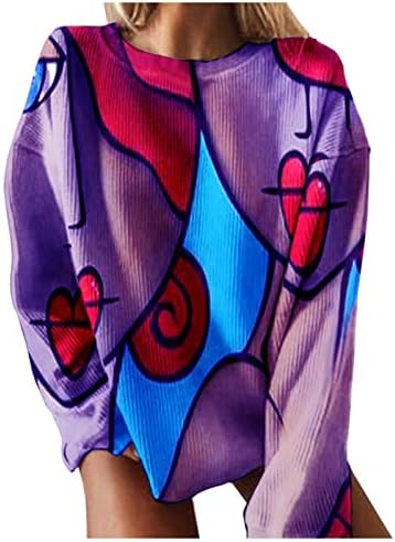 Fmchico mulheres retro abstrato impressão moletons moletons de outono no pescoço do pescoço de molhar de pullocheto de inverno de inverno