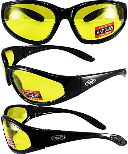 Visão Global Três Pares Hércules Segurança Os óculos de sol com lente claro, de fumaça e amarelo