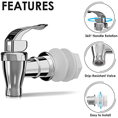 Spigot de substituição de dispensador de bebidas de prata - estilo de push para dispensadores de bebidas com bico - se