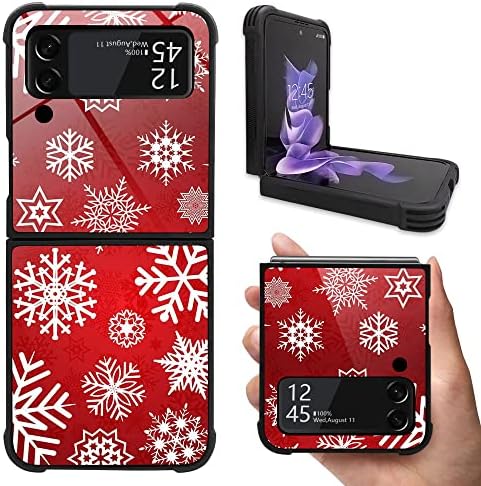 DJSOK Compatível com Samsung Galaxy Z Flip 3 5G, flocos de neve de Natal para meninas Padrão de proteção contra queda