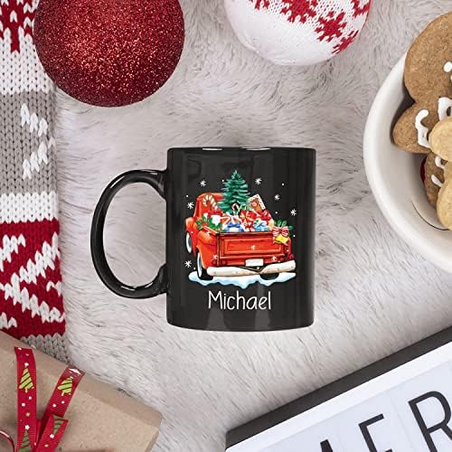 Caminhão vermelho personalizado Caneca de café de Natal Preto 11oz 15 onças, Custas Cúpulas de café de caminhão vermelho personalizados