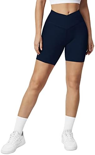 A Agroste Women Women Cross Workout Shorts com bolsos de 5 Scrunch Butt Shorts Booty High Saly Yoga Biker Short