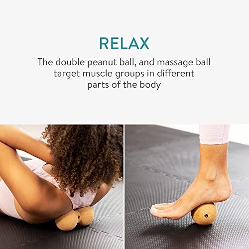 Navaris Cork Massage Roller Ball Conjunto - Inclui rolos de amendoim de cortiça, bola de massagem de cortiça, rolo de cortiça -