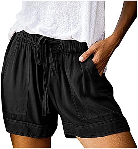 Shorts de moto de cintura alta feminina shorts de verão de shorts elásticos estampados no verão calças de bicicleta de cordão casual com bolsos
