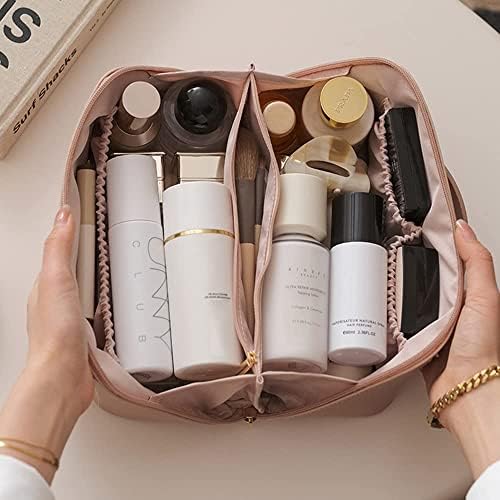 Viagem de grande capacidade YHBAO Bolsa de maquiagem de couro cosmética Bag portátil portátil Bolsa de higiene pessoal para produtos