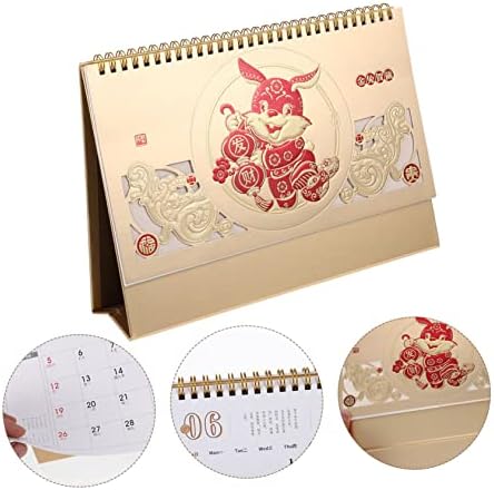 Bestoyard 4pcs 2023 2023 Ano do calendário de coelho Desk do calendário Notas O bloco de ornamentos do escritório Calendário mensal calendário chinês Rabbit Chinese Zodiac Rabbit Calendário Deslocado Calendário