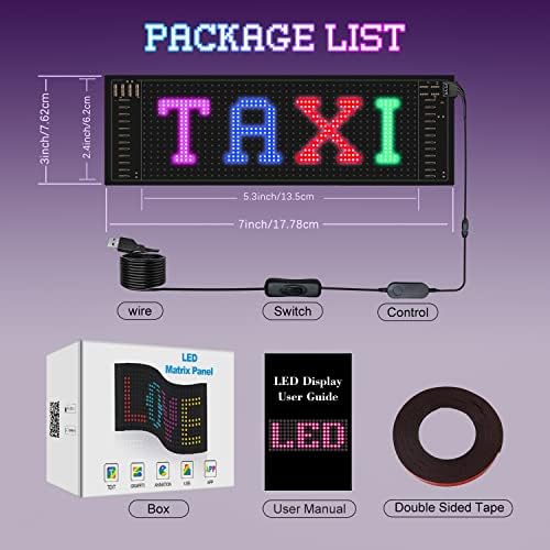 TEKSTAP LED UBER SIGN, Bluetooth App Control Sinal de carro LED programável, indicável Sign de LED de rolagem USB de rolagem