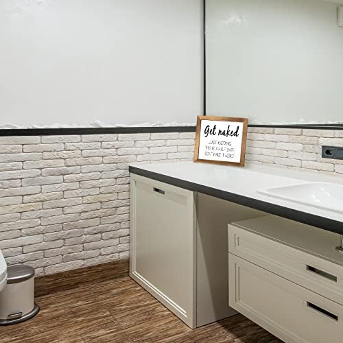 Obtenha placa nua do banheiro para decoração de banheiro arte de parede, banheiros engraçados decoração de parede de banheiro rústica, sinal de meio banho, fique nu, apenas brincando, é um sinal de parede de banheiro de meio banho sinal de parede de 12 polegadas