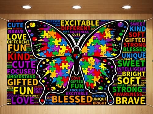 Sunwer Autism Consciência do Booth Butterfly Piúsculo de Butterfly O amor não precisa de palavras abril em casa abrigo de parede externa pendurada de fundo de decoração