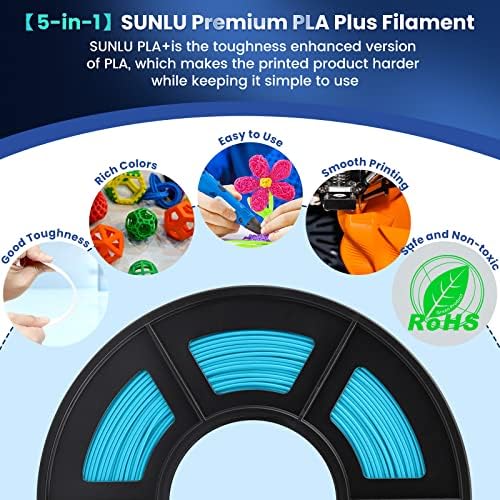 SUNLU 3D Filamento PLA PLUS PLUS 1,75mm, SunLU Filamento de PLA de ferida de 1,75 mm, PLA + Filamento para a maioria da