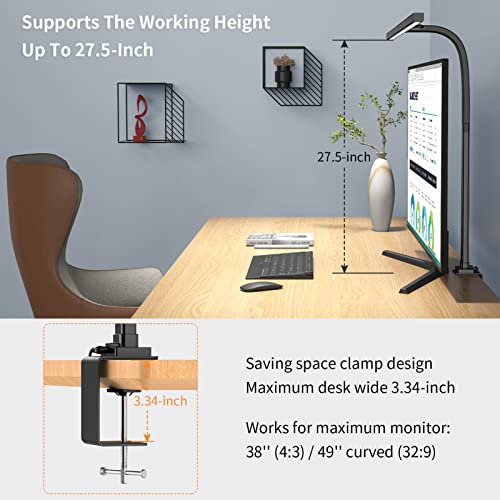 Lâmpada de mesa LED eppiebasic, lâmpadas de mesa de braçadeira de arquitetas para escritório em casa, iluminação de escritório de trabalho mais brilhante de 24w LED-