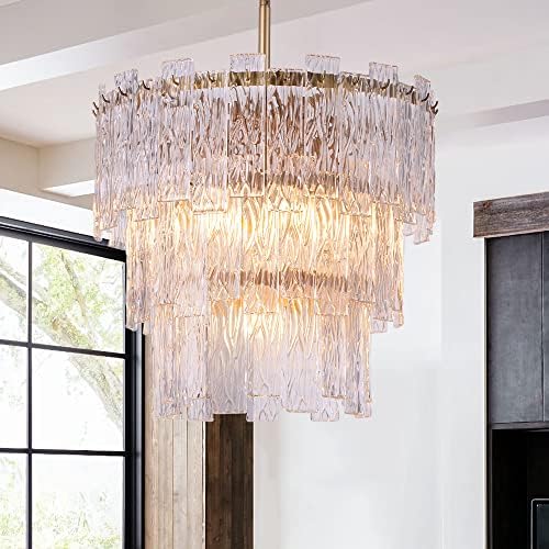 Wellmet Modern Glass Chandelier 20 , lustres de fazenda de ouro para salas de jantar, luminária redonda pendurada, lustres