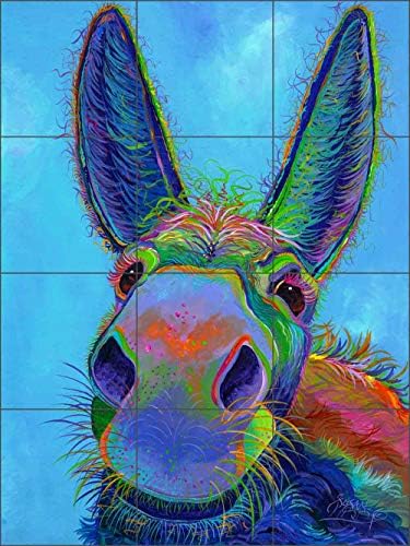 Donkey Backsplash Bella por Susan Libby Animal Art Cozinha Banheiro de Cerâmica Mural
