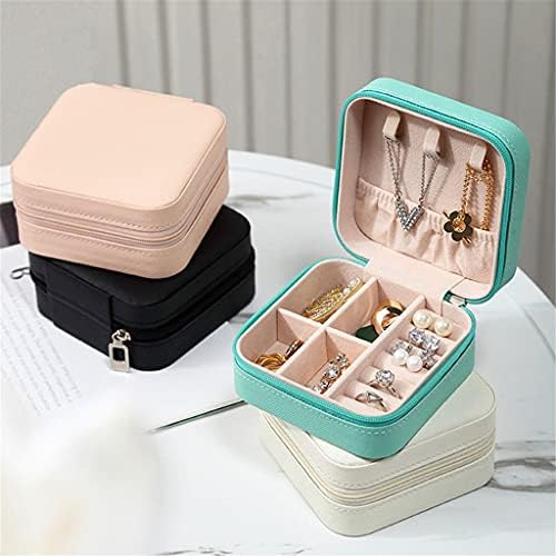 GSDNV Organizador Exibir caixas de jóias de viagem caixas de jóias portáteis Caixa de jóias Zipper armazenamento de couro