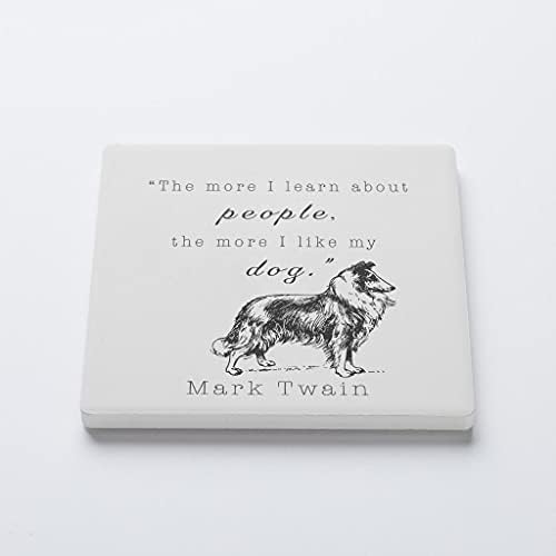 Mark Twain Dog Quote, Joyride Home Decor, montanha-russa de cerâmica única, montanha-russa de bebidas quadradas individuais de 4