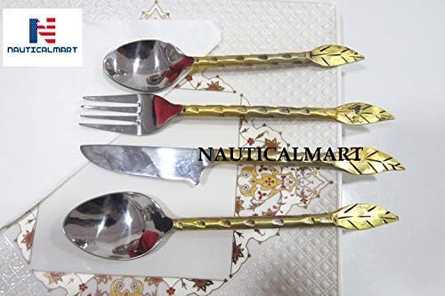 Folhas de aço inoxidável Design em forma de talheres de talheres de prata dourado, inclua utensílios de faca de colher de garfo