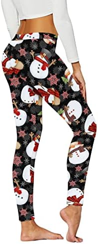 Calça de ioga de natal zddo para feminino, levantamento de bunda Xmas Papai Noel Print Leggings Leggings Controle de