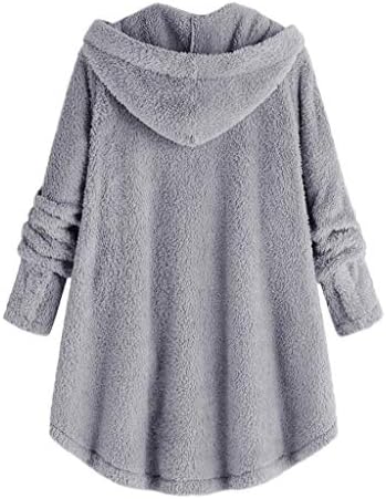 Narhbrg plus size suéter de moletom para mulheres bonitas de botão de pelúcia Tops lã Fuzzy Casa Casa Outwear com bolso
