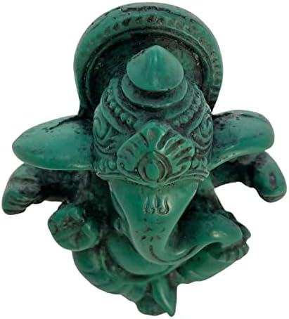 Pinnacle Peak Trading Company Small Turquoise Blue Ganesha Resin Fatuine 2,5 polegadas feitas no Nepal Hindu