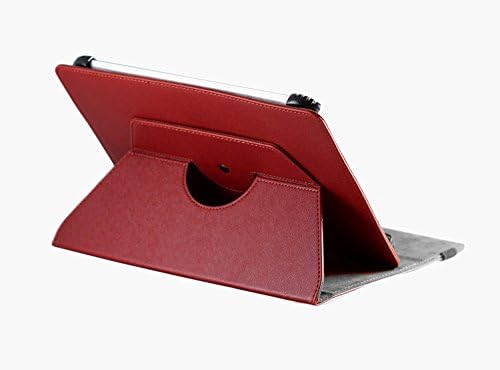 Tampa de couro Faux Red Faux Red Navitech com 360 suporte de rotação compatível com o Surftab Breeze 10.1 Quad Plus