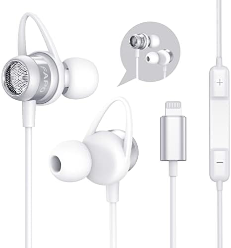 Fapo Lightning Earbuds fones de ouvido para iPhone com fones de ouvido com relâmpagos certificados MFI e controle