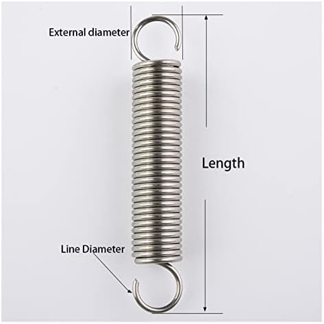As molas de compressão são adequadas para a maioria dos reparos i 304 Sus mola de tensão, comprimento 70-120mm, diâmetro do fio 0,6 0,7 mola de tensão de 0,8 mm, mola de tensão de gancho aberto, mola de gancho