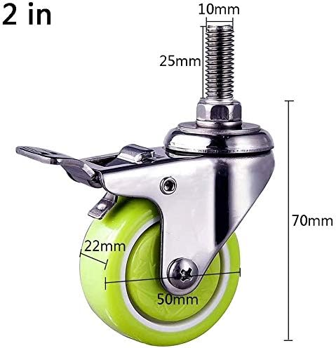 Rodas de giro de móveis, giro giratória, serviço pesado industrial 4 40/50mm com o freio giratório de borracha mamona Tamanho: