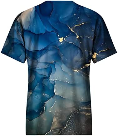 Casual Casual Feminino Crew Paisagem Colorida Paisagem Floral Print Camiseta Retro Pintura de Impressão de Verão Camisa